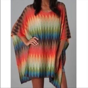 Haute Hippie Knit Poncho Size XS/S Womens Colorful‎ Zigzag Print 100% Viscose